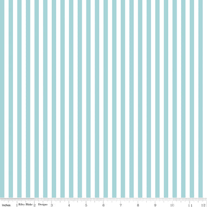 1/4" Stripe Aqua Fabric - By the yard