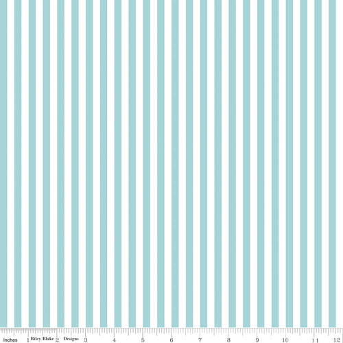 1/4" Stripe Aqua Fabric