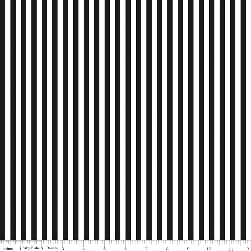 1/4" Stripe Black Fabric - By the yard