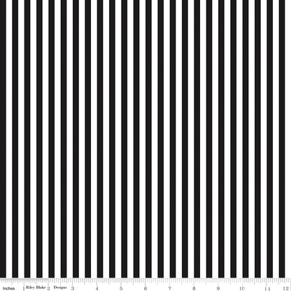 1/4" Stripe Black Fabric - By the yard