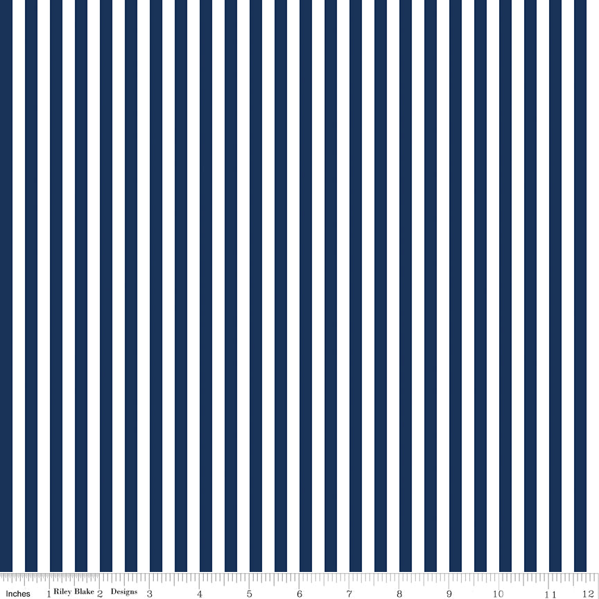1/4" Stripe Navy Fabric