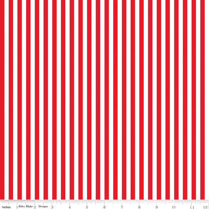 1/4" Stripe Red Fabric - By the yard