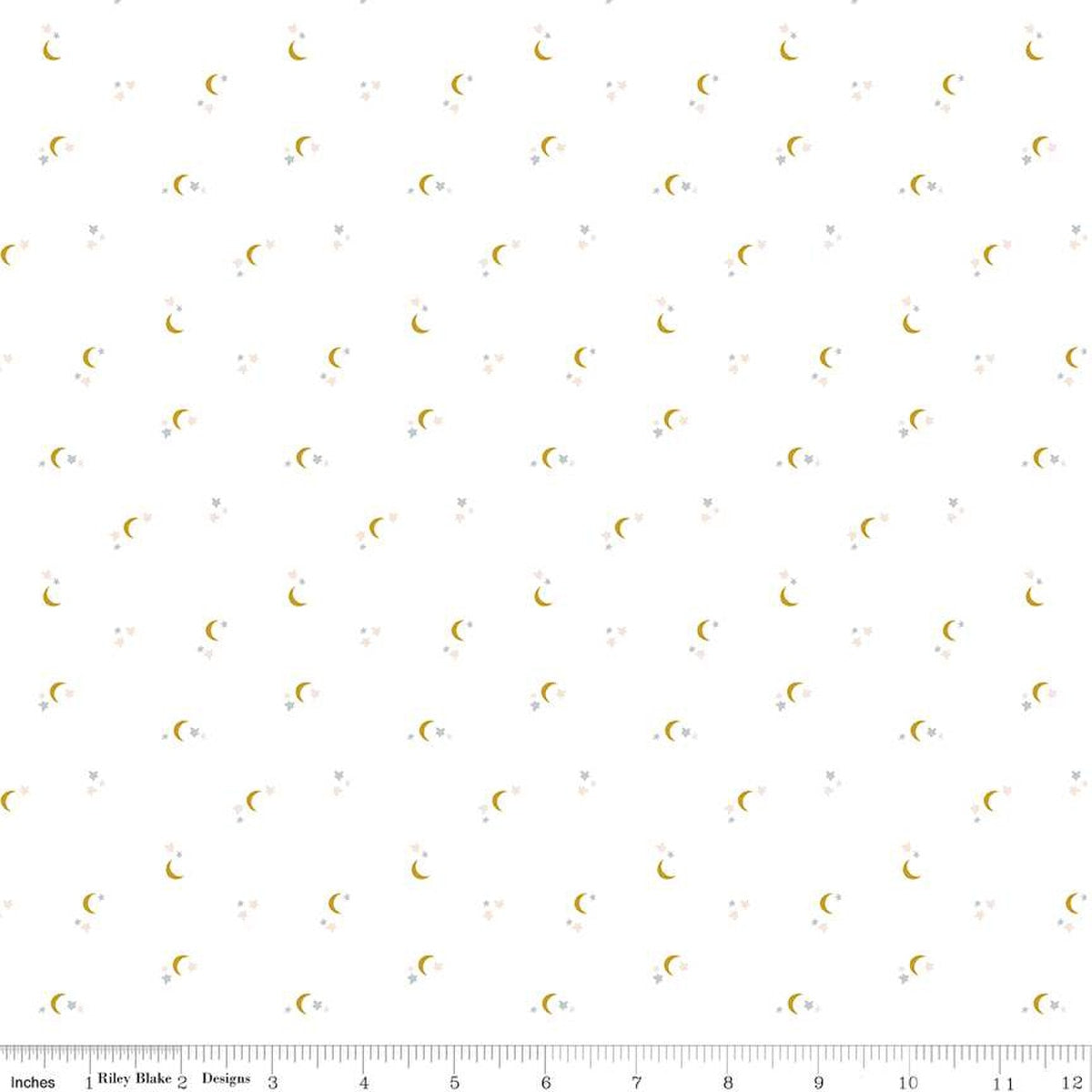Seasonal Basics Moons White Fabric by the Yard - C653-WHITE