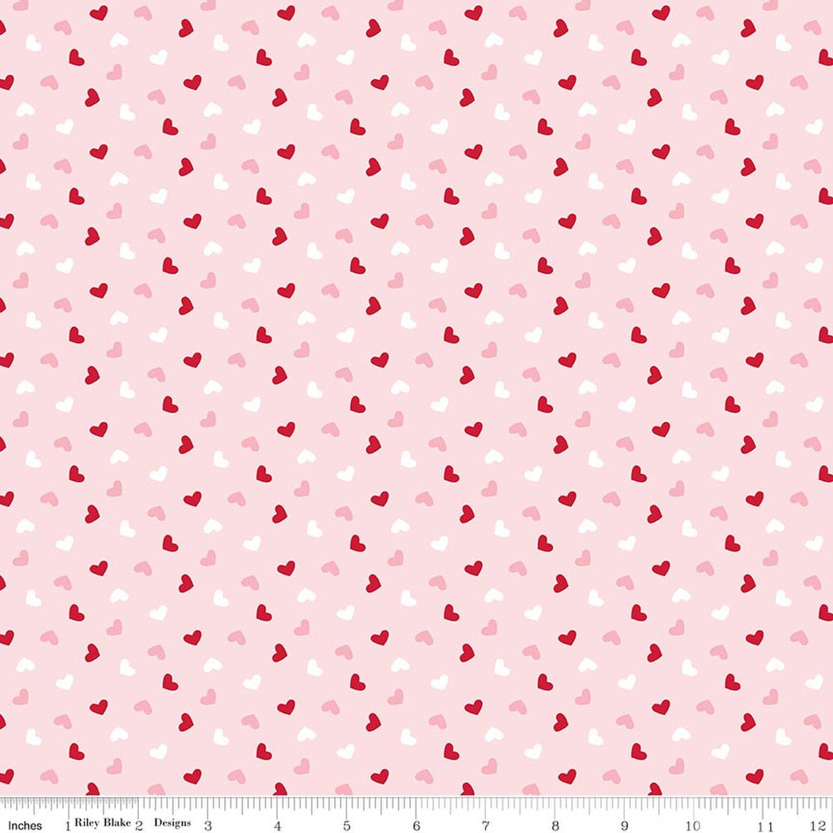 Seasonal Basics Heart Toss Pink Fabric by the Yard - C761-PINK