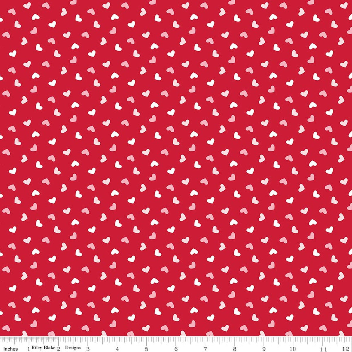 Seasonal Basics Heart Toss Red Fabric by the Yard - C761-RED