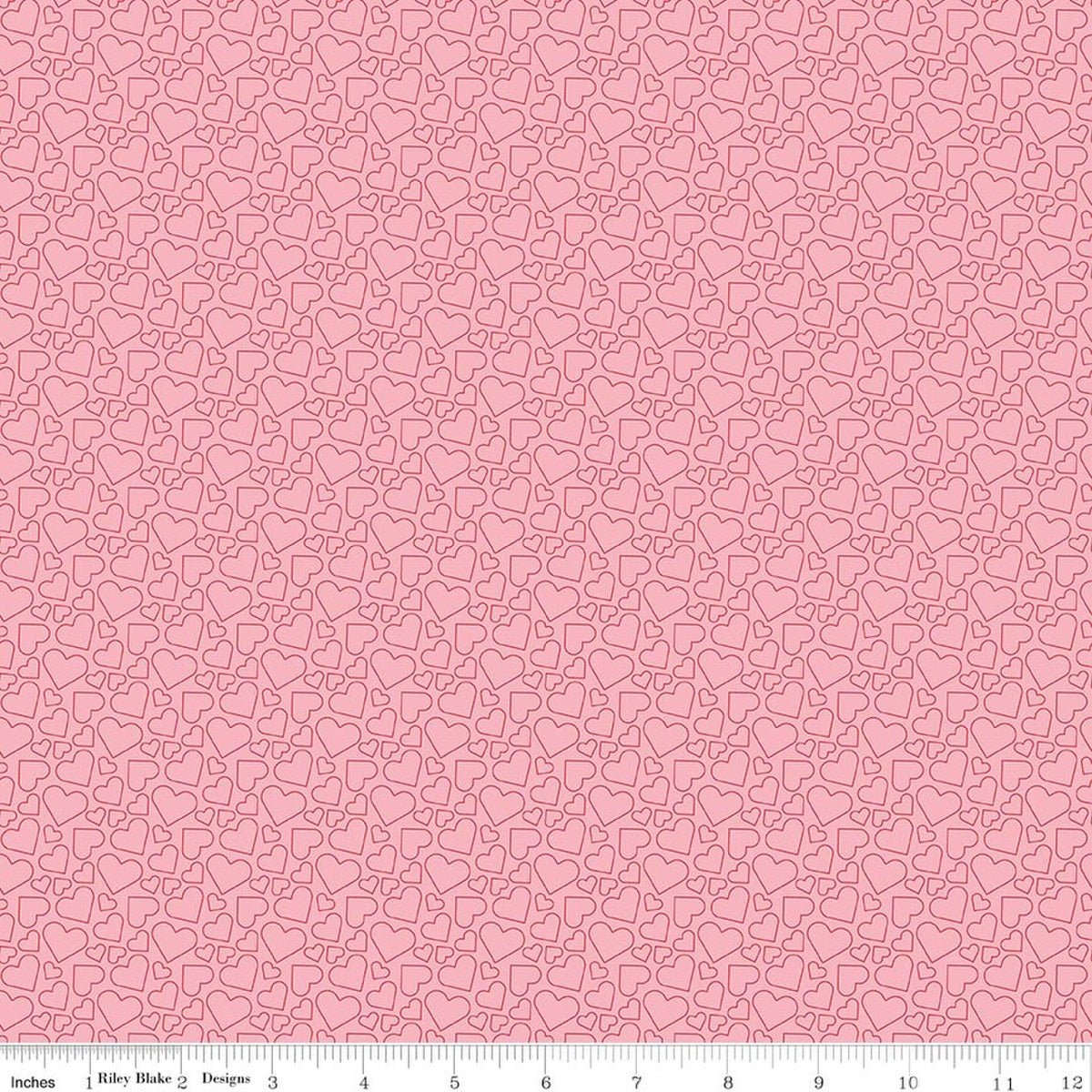 Seasonal Basics Heart Outlines Pink Fabric by the Yard - C762-PINK