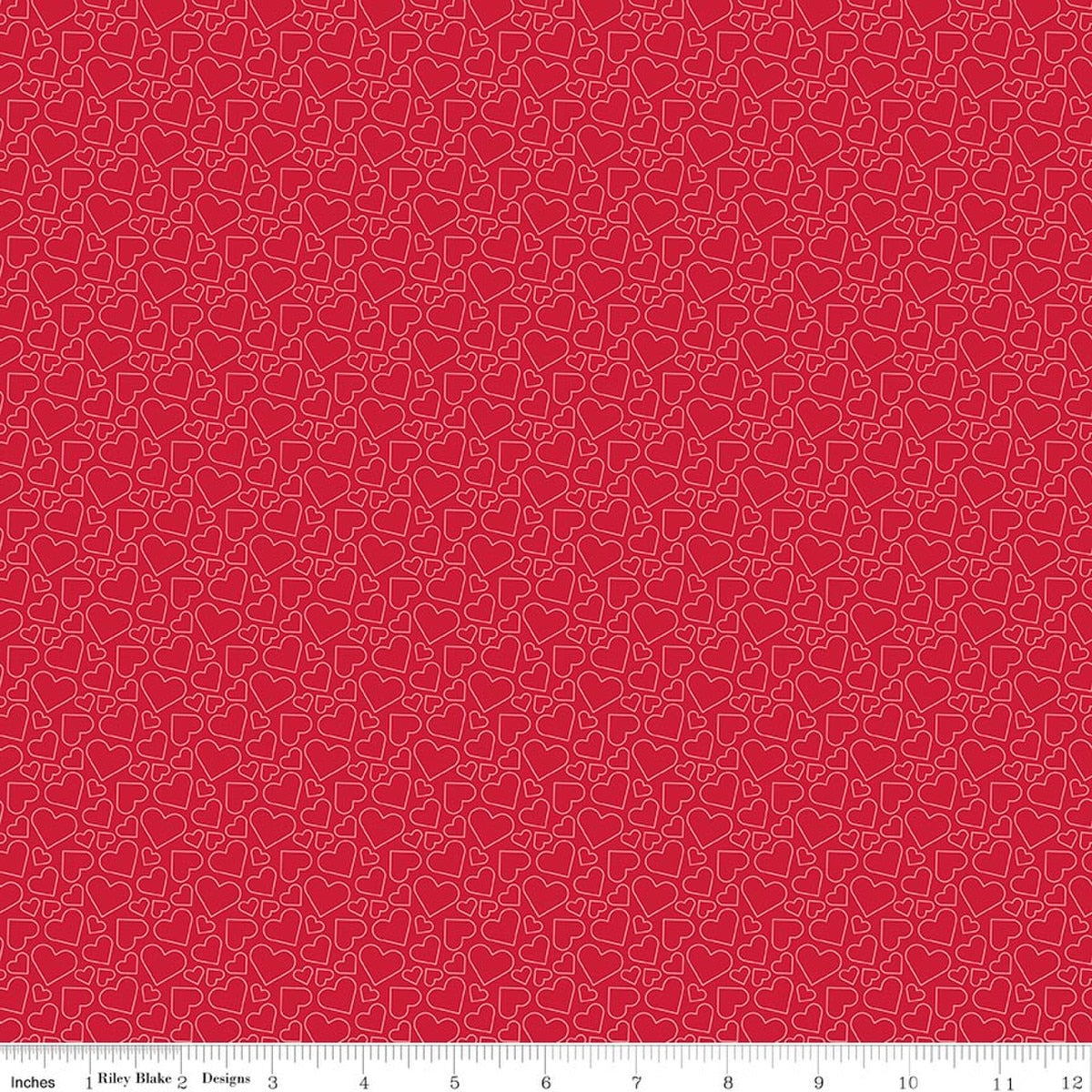 Seasonal Basics Heart Outlines Red Fabric by the Yard - C762-RED