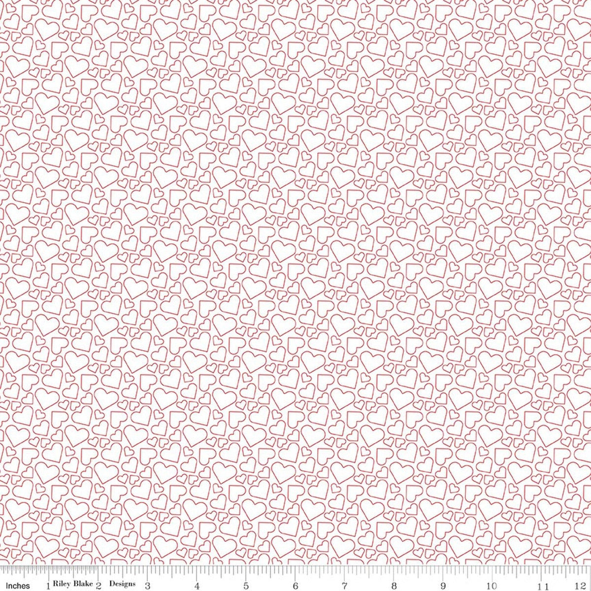 Seasonal Basics Heart Outlines White Fabric by the Yard - C762-WHITE