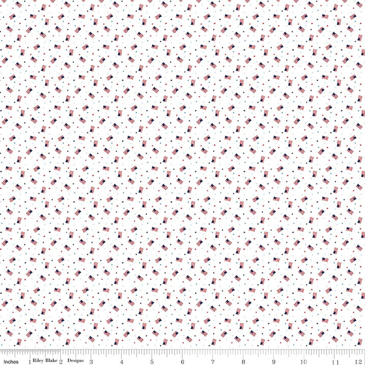 Seasonal Basics Grand Ol' Flag White Fabric by the Yard - C767-WHITE