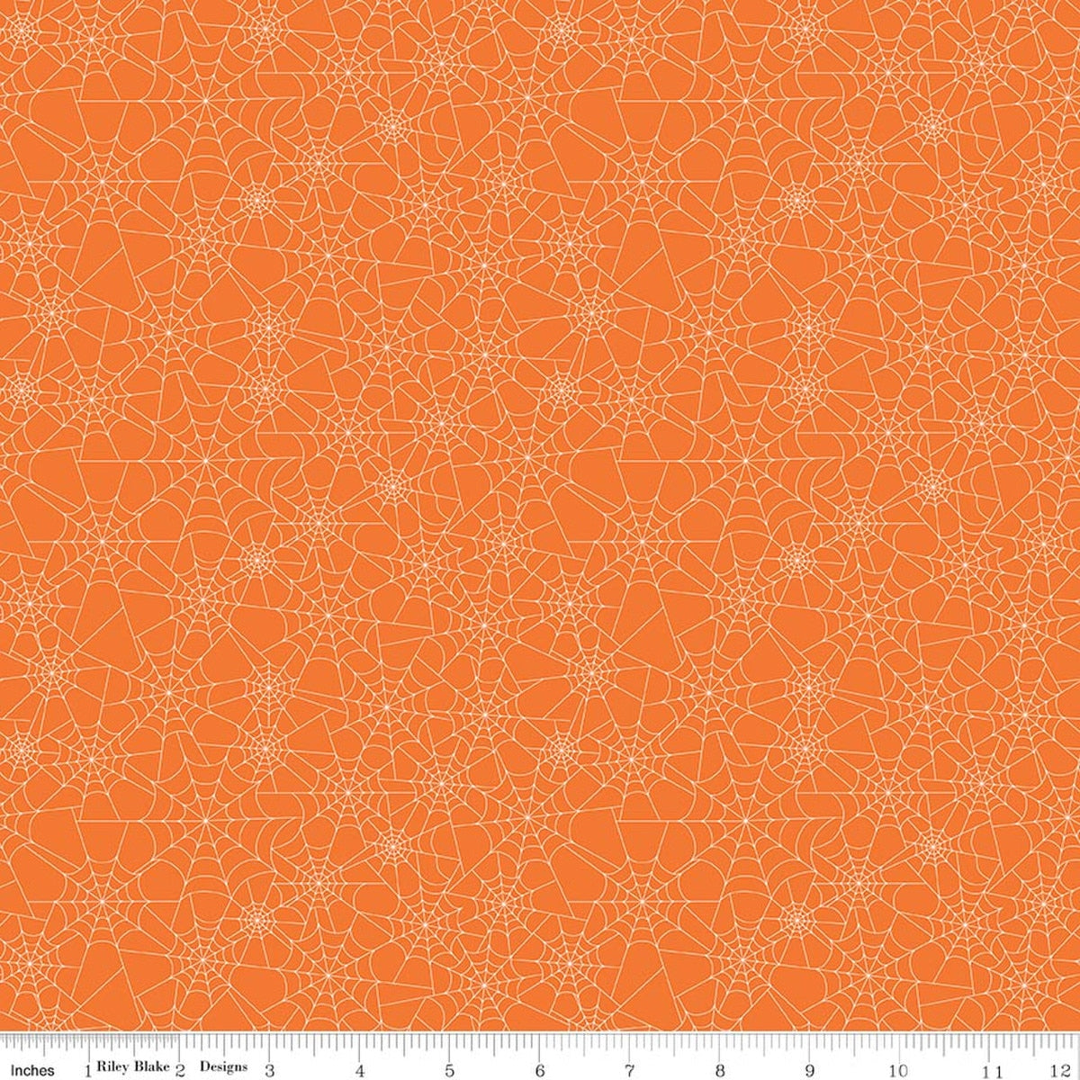 Seasonal Basics Spider Webs Orange Fabric by the Yard - C771-ORANGE