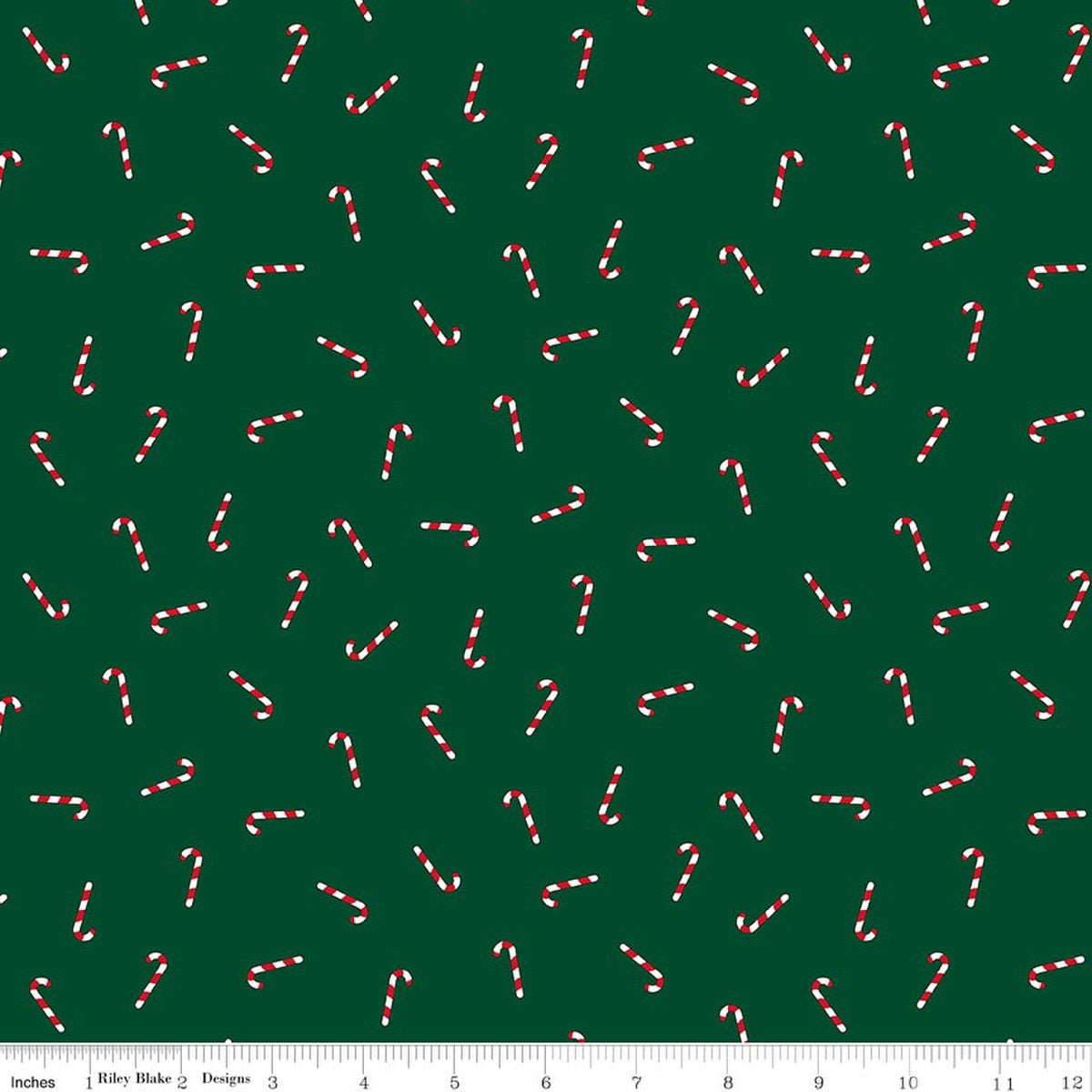 Seasonal Basics Candy Canes Green Fabric by the Yard - C774-GREEN