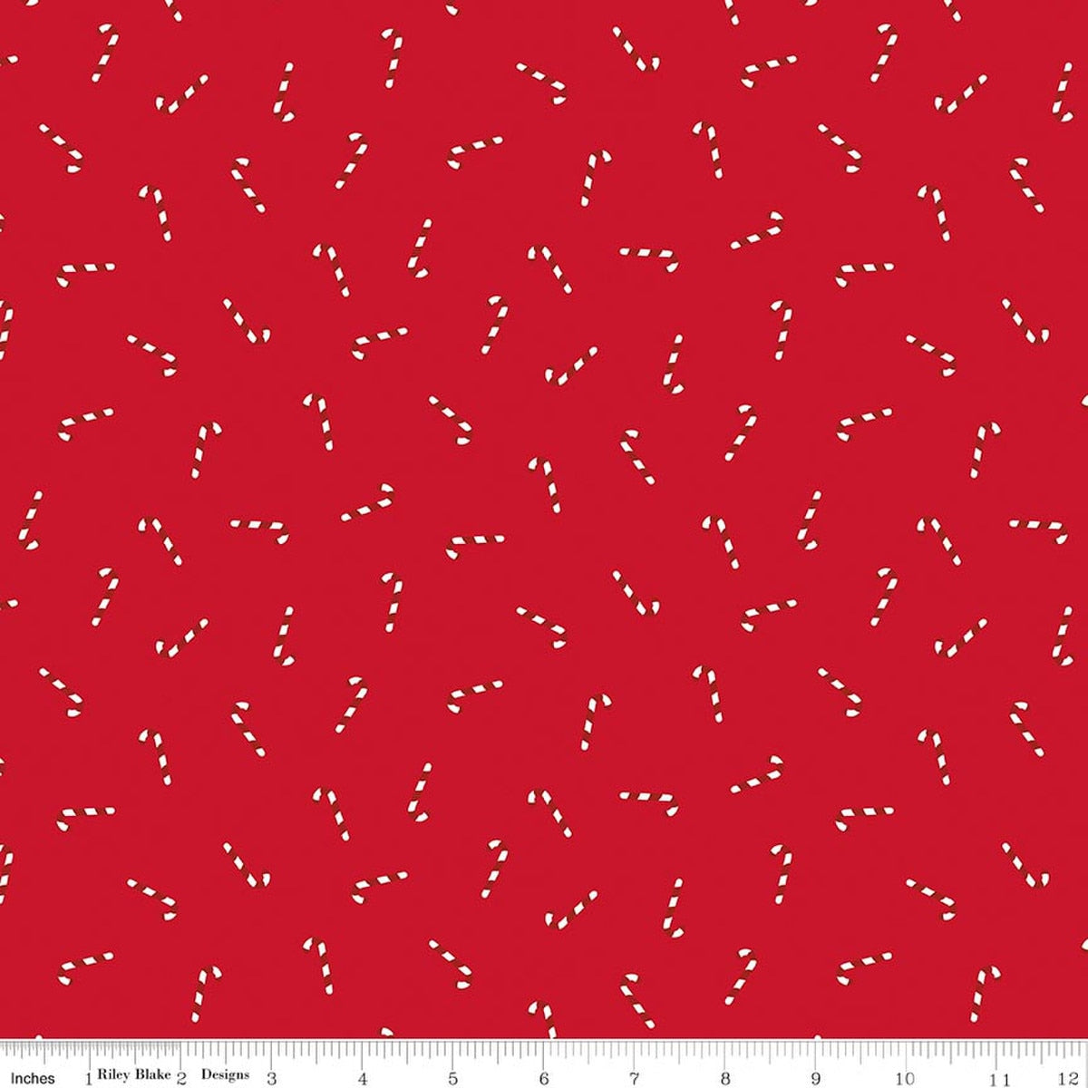 Seasonal Basics Candy Canes Red Fabric by the Yard - C774-RED