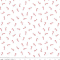 Seasonal Basics Candy Canes White Fabric by the Yard - C774-WHITE