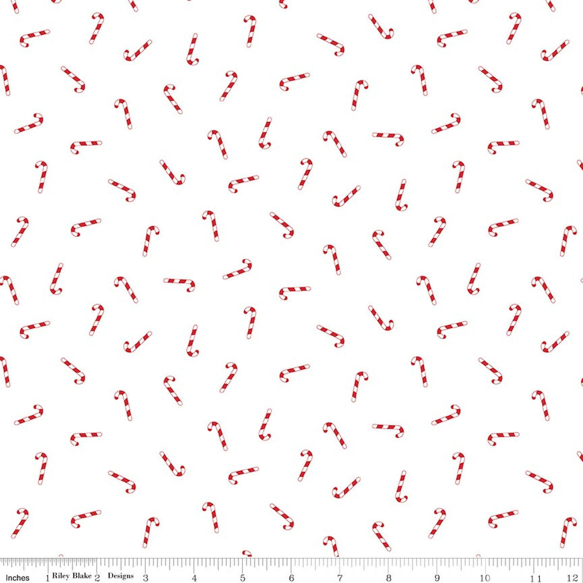Seasonal Basics Candy Canes White Fabric by the Yard - C774-WHITE