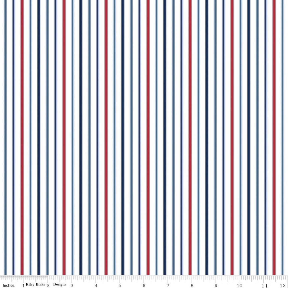 Seasonal Basics Ticking Stripe Patriotic Fabric by the Yard - C775-PATRIOTIC