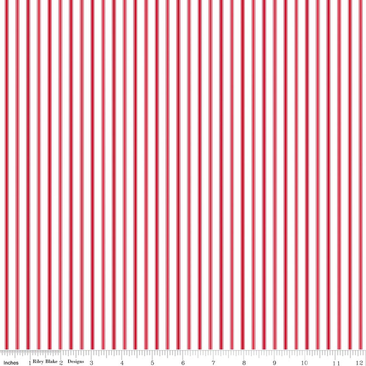Seasonal Basics Ticking Stripe Red Fabric by the Yard - C775-RED