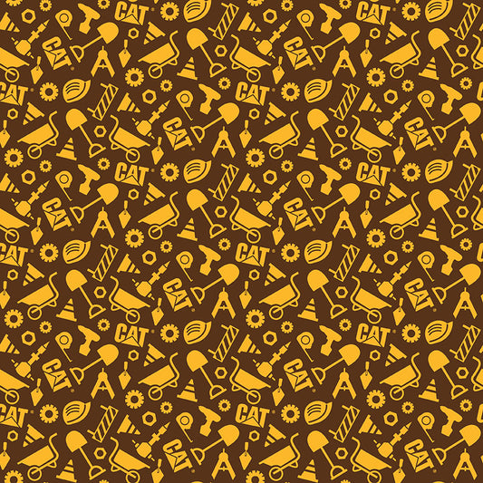 CAT® Buildin' Crew Construction Set Brown Fabric - By the yard