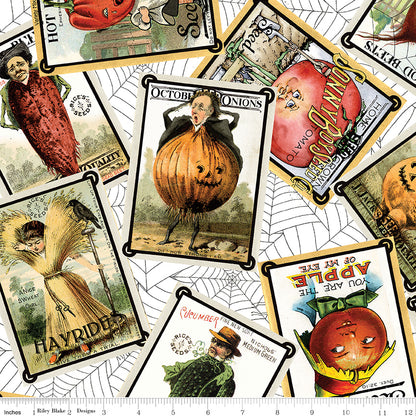 Pumpkin Patch Seed Packs Toss White Fabric - By the yard