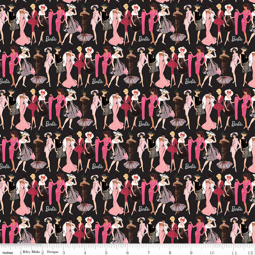 Barbie™ Vintage Fashion Black Fabric