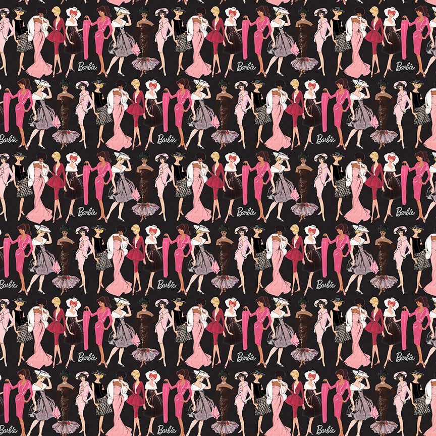 Barbie™ Vintage Fashion Black Fabric