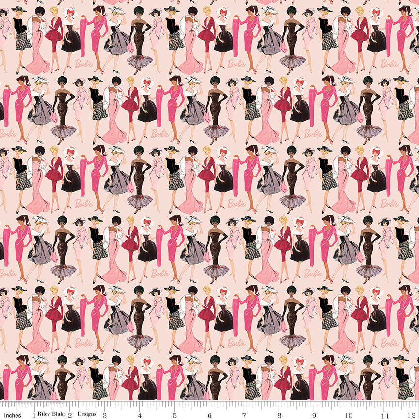Barbie™ Vintage Fashion Blush Fabric