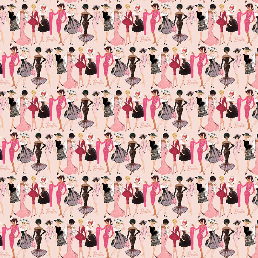 Barbie™ Vintage Fashion Blush Fabric