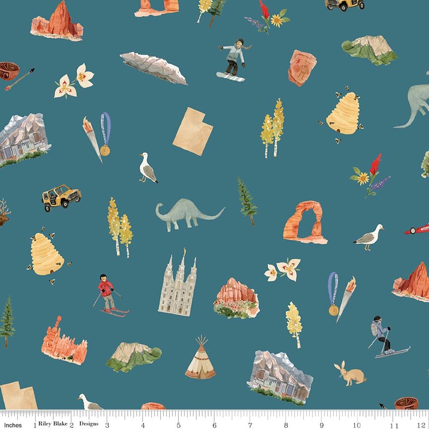 Utah Main Teal Fabric