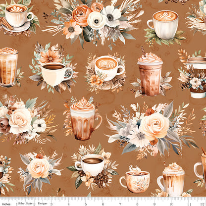Coffee Time Main Cinnamon Fabric - By the yard