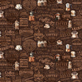 Coffee Time Text Brown Fabric