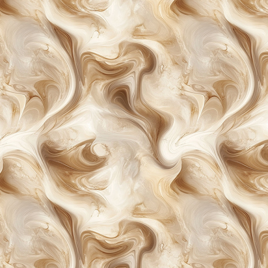 Coffee Time Swirl Brown Fabric