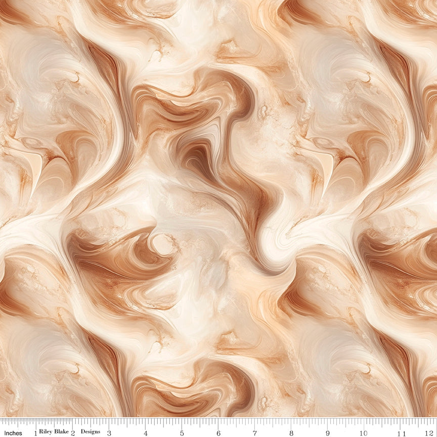 Coffee Time Swirl Cinnamon Fabric - By the yard