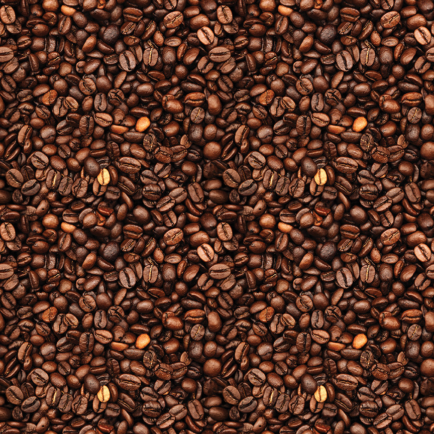 Coffee Time Coffee Beans Brown Fabric - By the yard
