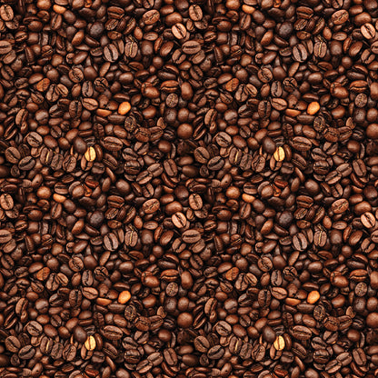 Coffee Time Coffee Beans Brown Fabric - By the yard