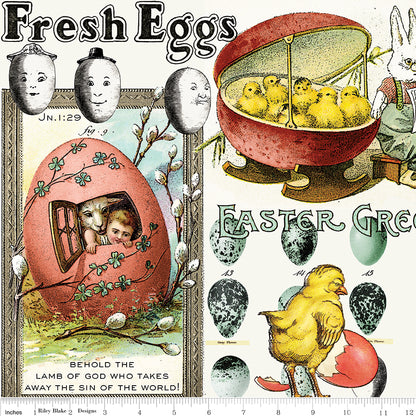 Egg Hunt Easter Egg Collage Multi Fabric - By the yard