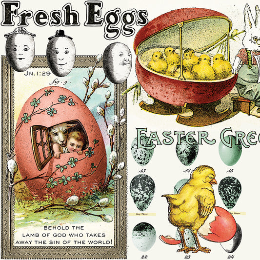 Egg Hunt Easter Egg Collage Multi Fabric - By the yard