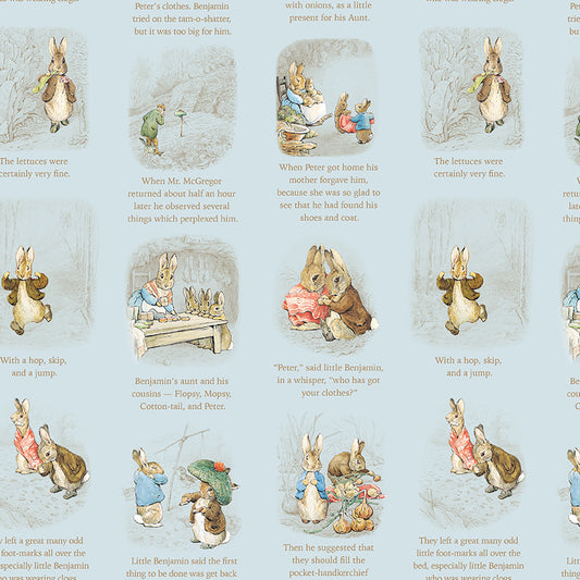 Peter Rabbit™ and Benjamin Bunny™ Story Time Blue Fabric