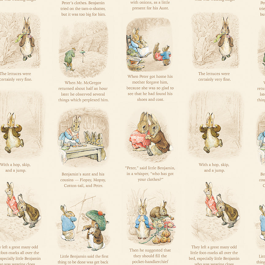 Peter Rabbit™ and Benjamin Bunny™ Story Time Cream Fabric