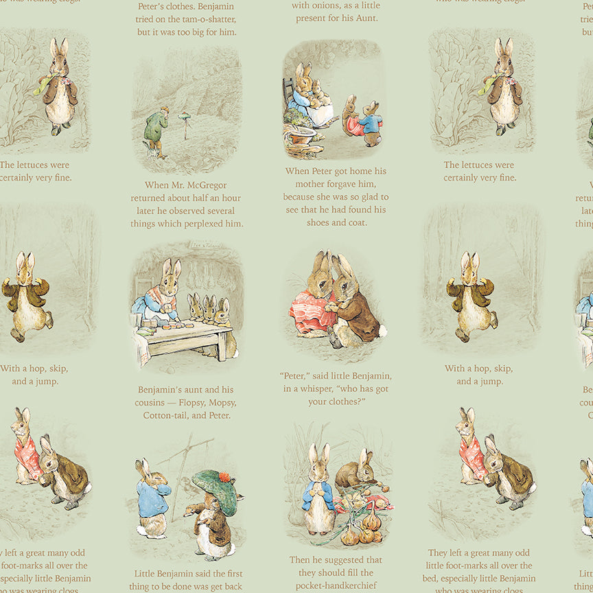 Peter Rabbit™ and Benjamin Bunny™ Story Time Green Fabric