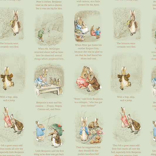 Peter Rabbit™ and Benjamin Bunny™ Story Time Green Fabric