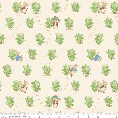 Peter Rabbit™ and Benjamin Bunny™ Lettuce Patch Cream Fabric