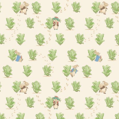 Peter Rabbit™ and Benjamin Bunny™ Lettuce Patch Cream Fabric