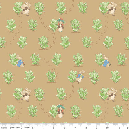 Peter Rabbit™ and Benjamin Bunny™ Lettuce Patch Tan Fabric