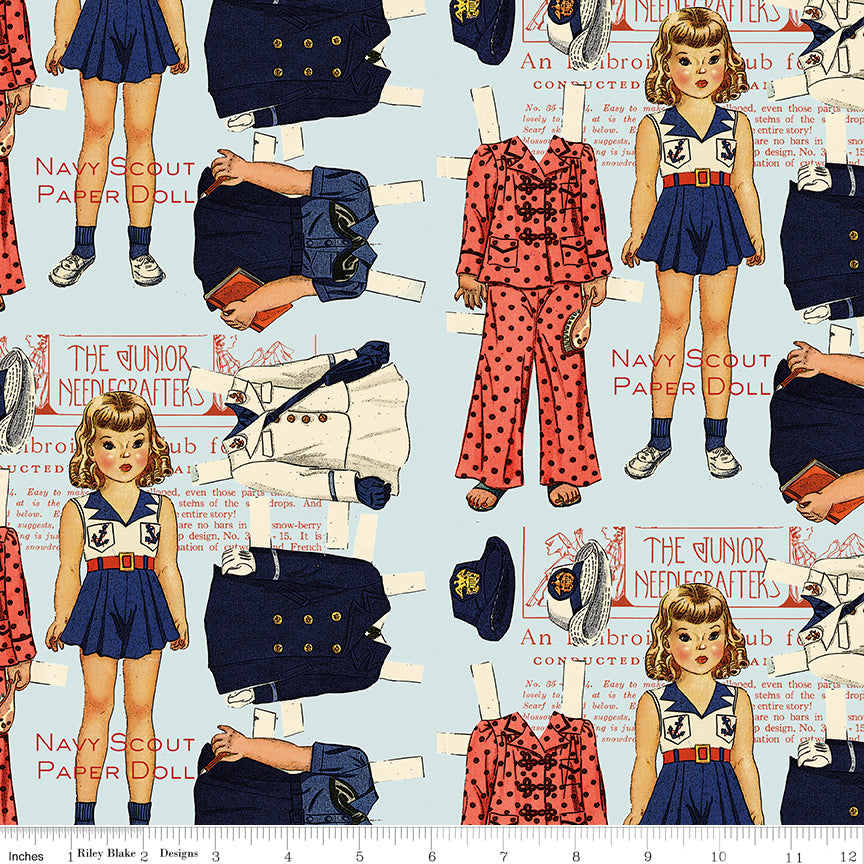 Sew America Navy Scout Paper Doll Blue Fabric