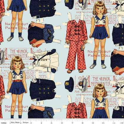 Sew America Navy Scout Paper Doll Blue Fabric - By the yard