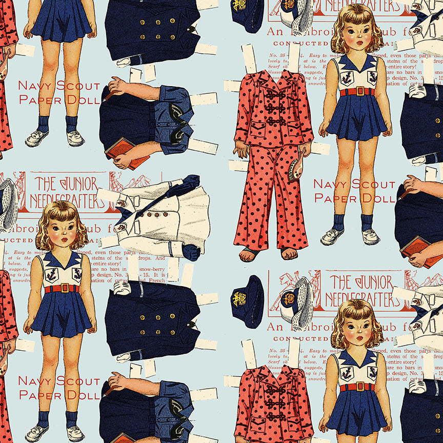 Sew America Navy Scout Paper Doll Blue Fabric