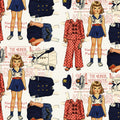 Sew America Navy Scout Paper Doll Off White Fabric