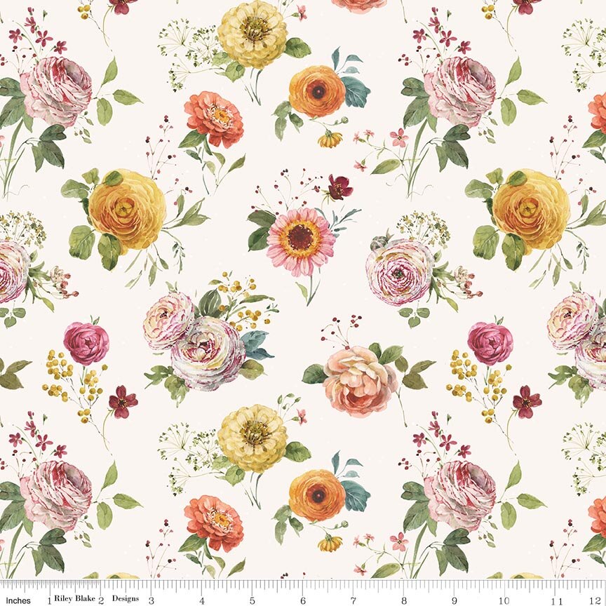 Sketchbook Stems Cream Fabric