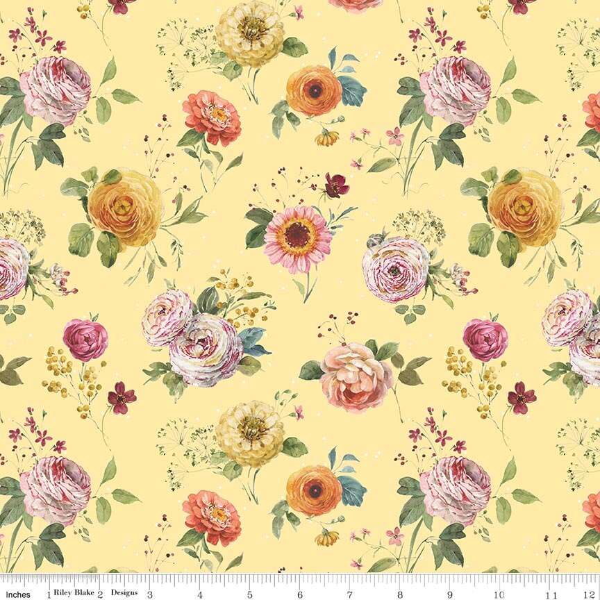 Sketchbook Stems Sunny Fabric