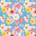 Painted Petals Main Blue Fabric