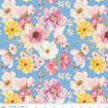 Painted Petals Main Blue Fabric
